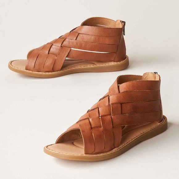 Born Shoes - BORN BØRN Iwa Woven Comfort Flat SANDALS Size 7 Brown Leather NEW $125